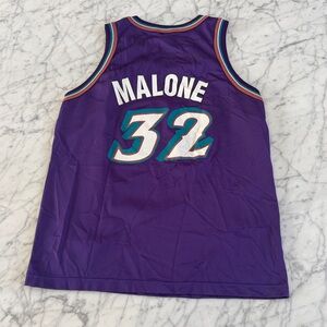 Vintage 90’s NBA Utah Jazz Karl Malone Jersey Champion Youth XL Made in USA